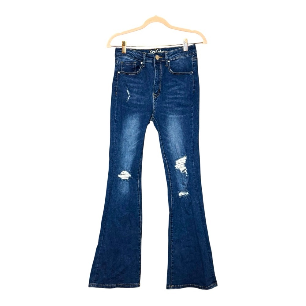 RESFEBER SAN FRANCISCO COLLECTION Y2K Cotton Blue Distressed Flare Jeans Size 4